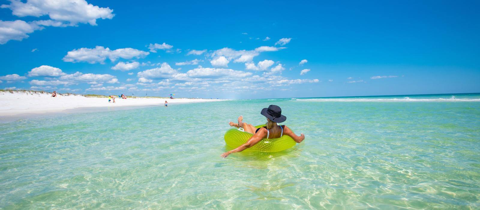 Relax, bring a float and enjoy solitude and emerald waters at Pensacola Beach and the Santa Rosa Gulf National Seashore.