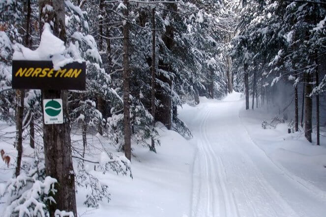 26km of country skiing, snowshoeing, and fat biking, just around the corner on Little Pond Road in Londonderry. 802-824-3933. VikingNordic.com